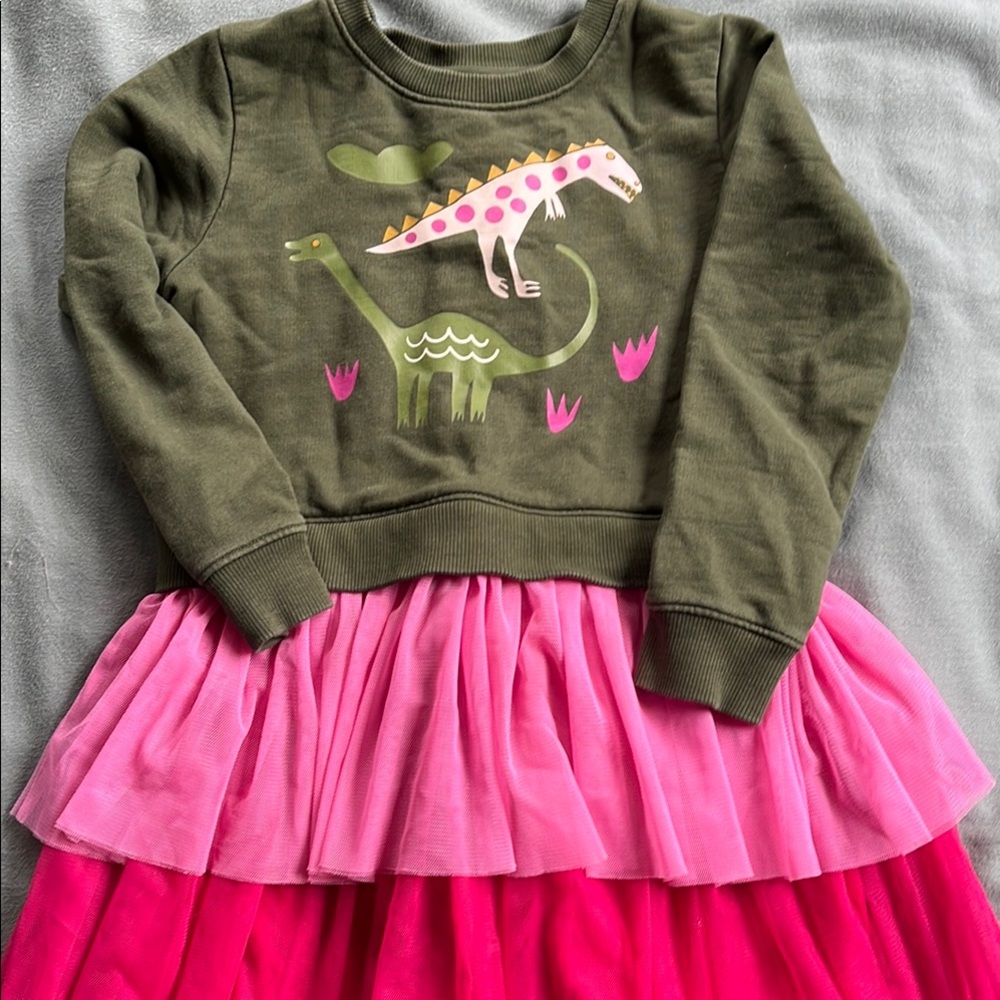 Piccolina Dinosaur Tulle Skirt Sweatshirt Dress
